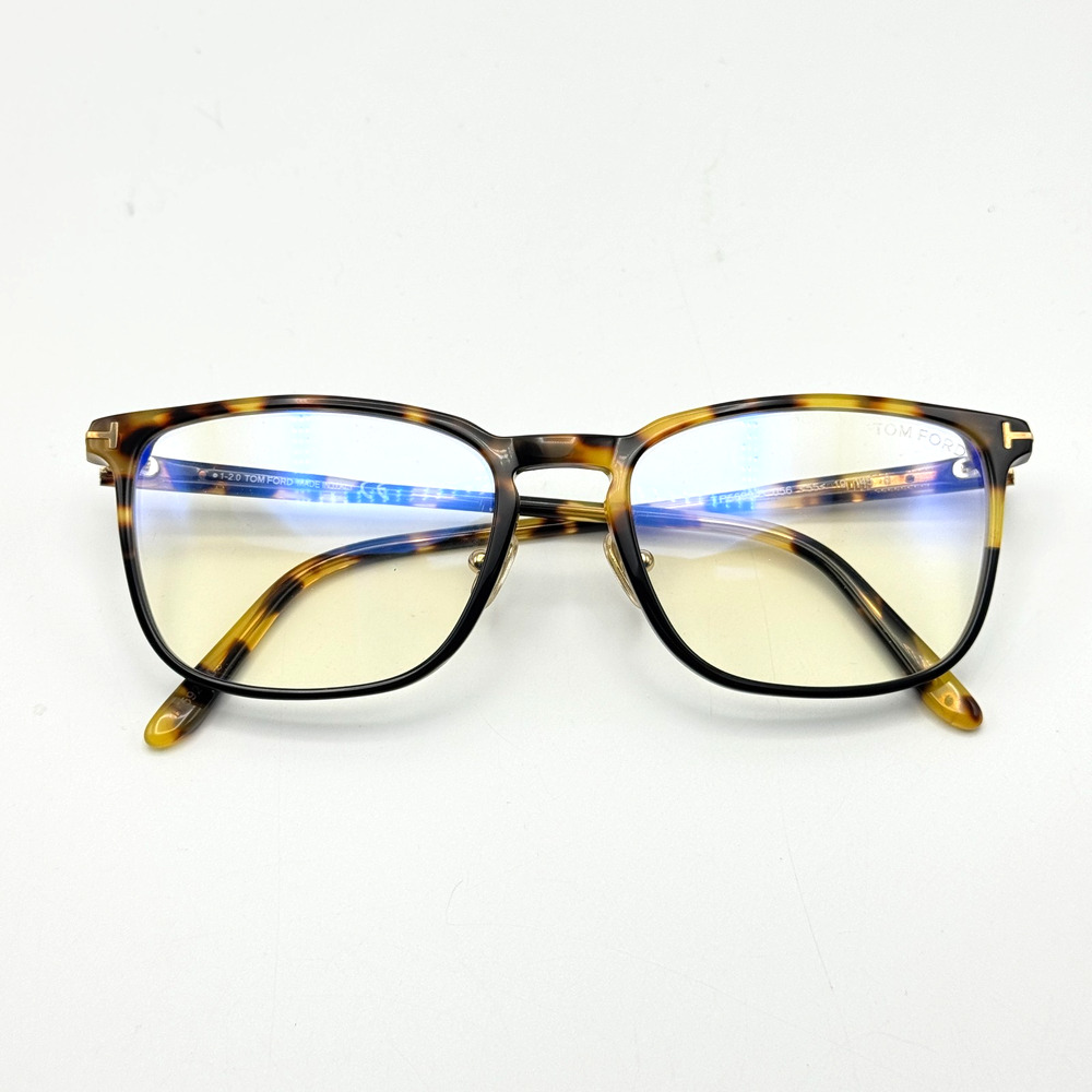 Tom Ford Eyeglasses Frames FT5699-B 056 Havana Square Blue Block Opticals 55mm